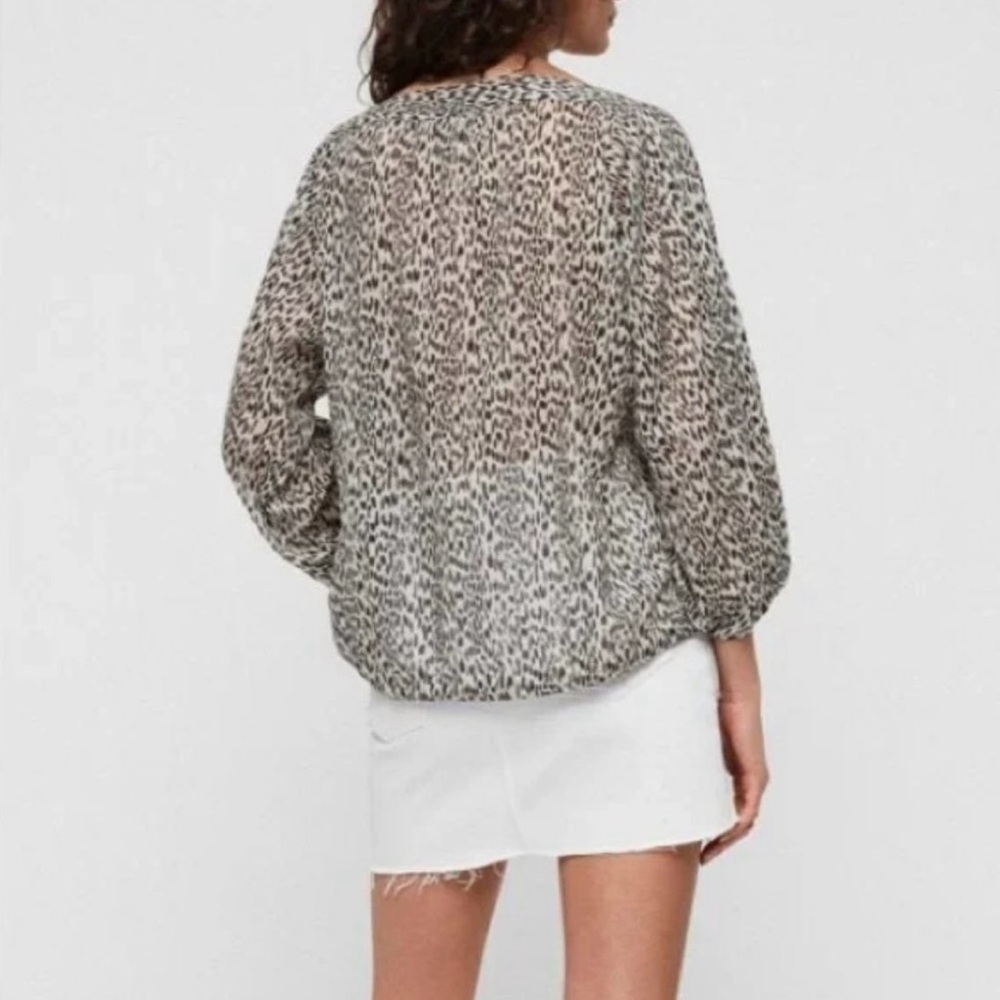 AllSaints Leopard Print Cotton Blouse Size M - Picture 6 of 11